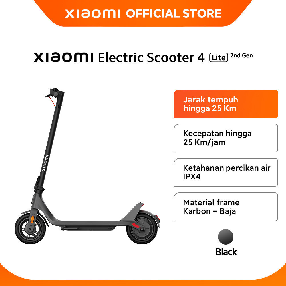 Official Xiaomi Electric Scooter 4 Lite | Generasi 2 | Jarak tempuh 25 Km | 300W | Skuter listrik