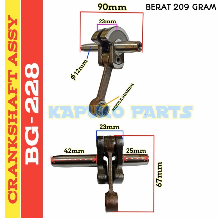 228 CRANKSHAFT ASSY UNTUK MESIN POTONG RUMPUT TANAKA 2 TAK