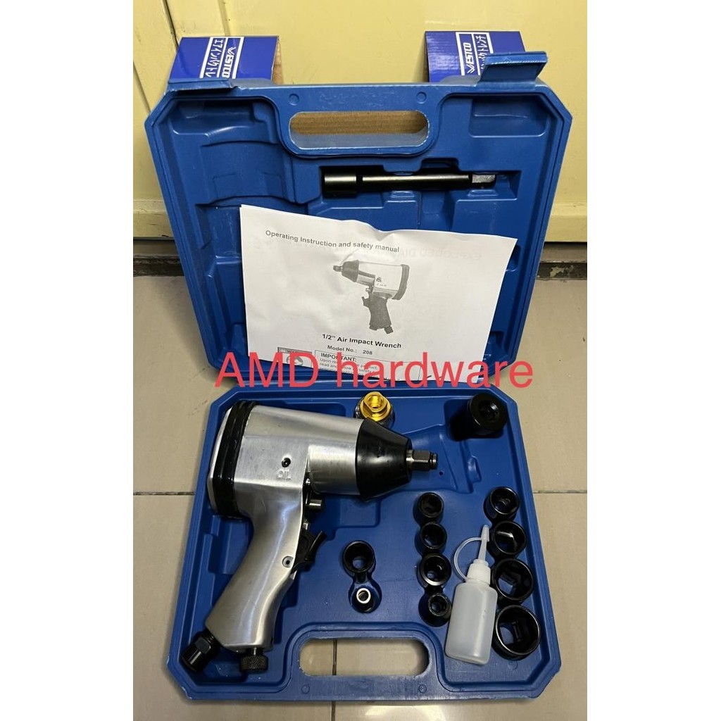 air impact wrench kit set 1/2" alat buka baut sock angin kompresor nlg 