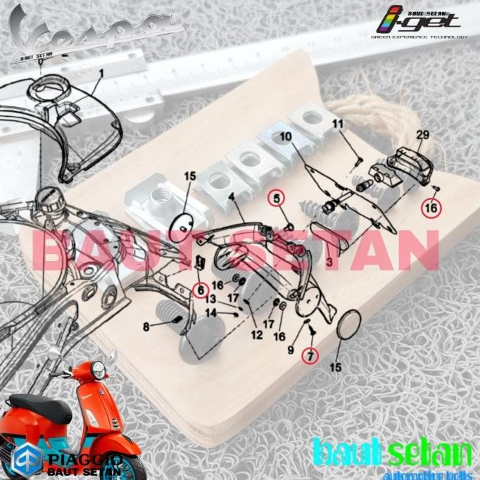 baut spakbor belakang vespa sprint 150 i-get 