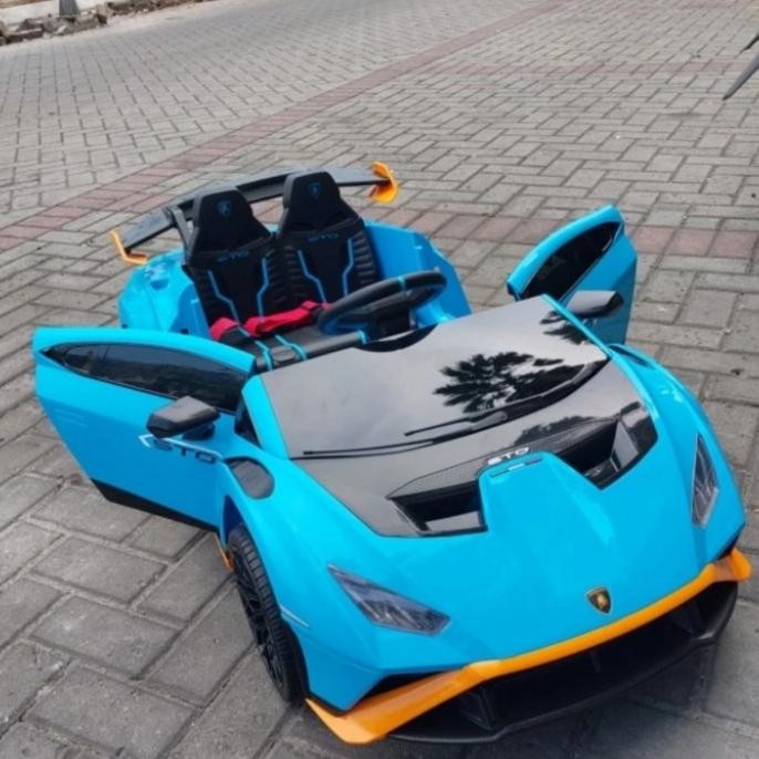 Mobil Aki Murah Mobil Anak Lamborghini Bisa Drift Putar 360 Derajat Remot Kontrol Ban Karet 24 Volt 