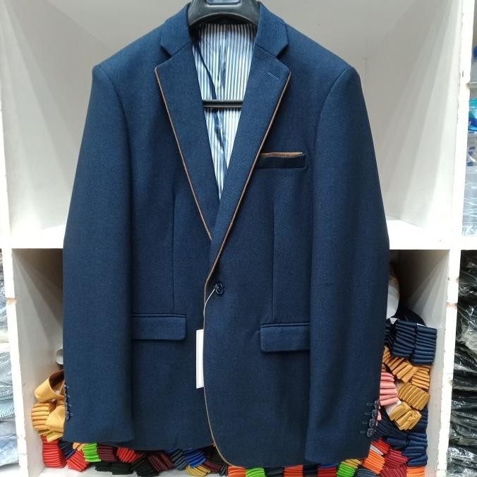jas pria slim fit casual blazer pria biru import berkualitas IRF