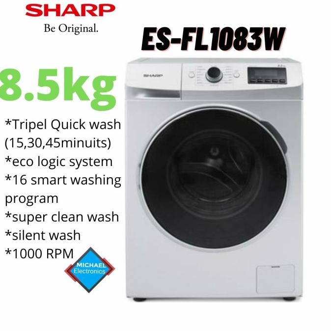 SHARP mesin cuci front loading 8.5kg ES-FL1083W