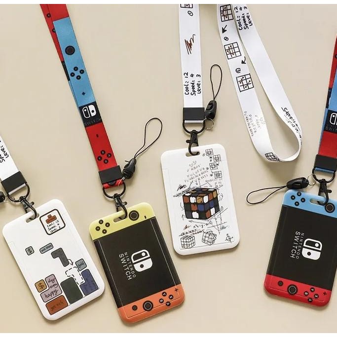 tali - gantungan kartu id card name tag tali leher holder nintendo style