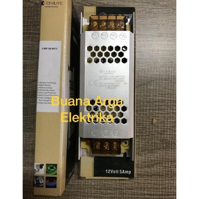 

Driver LED Strip 60W 12V 5A Civilite