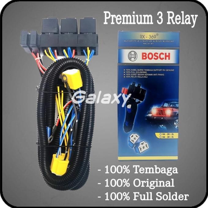 Kabel Set Relay Lampu BOSCH * 3 RELAY 2 LAMPU * Garansi