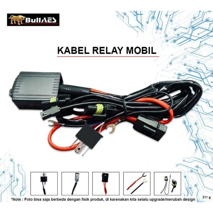 Kabel SET Relay SEKRING Hid LED BILED Mobil Merk AES Garansi