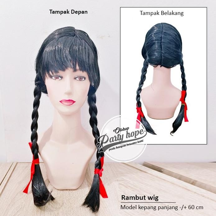 WIG PANJANG KEPANG HITAM / RAMBUT PALSU PANJANG MURAH / WIG KEPANG