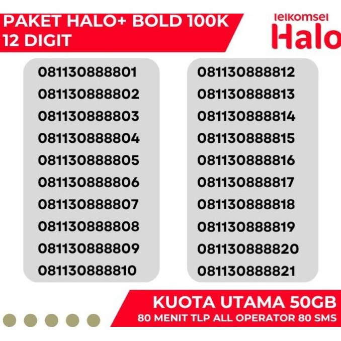 KARTU HALO / NOMOR CANTIK / NOMOR 10 DIGIT TELKOMSEL / NOMOR 11 DIGIT