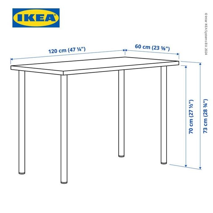 IKEA LAGKAPTEN/ADILS MEJA KERJA/BELAJAR MINIMALIS PUTIH 120X60CM