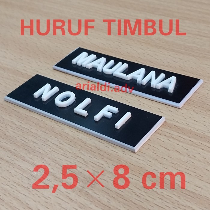 

Sale Papan Nama Dada Huruf Timbul Acrylic Ukuran 2,58 Cm Nametag Timbul Premium