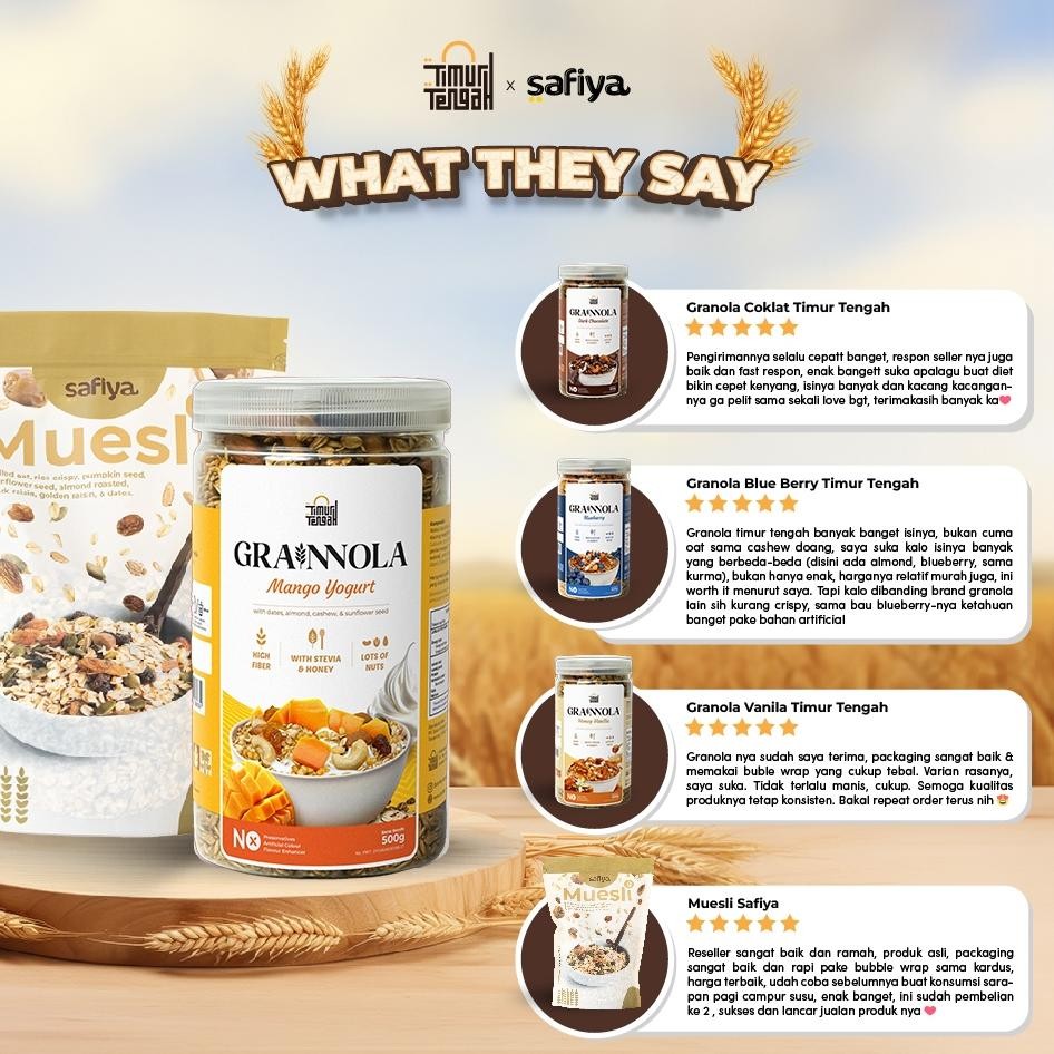 

Timur Tengah X Safiya Food - [Paket Bundling 2 Pcs] Granola 500 Gr + Muesli 500 Gr Sereal Makanan Sehat