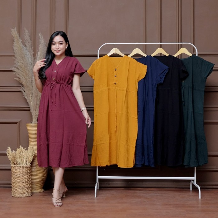 [BISA LANGSUNG KIRIM] Daster Kekinian Daster Jumbo Yukensi LD 140cm Tanpa Lengan, Tali Satu - Polos 