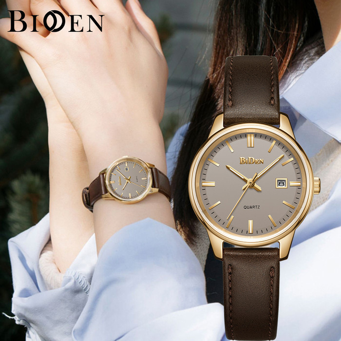 Bisa COD BIDEN Jam Tangan Wanita Original Anti Air Kalender Tali Kulit Korea