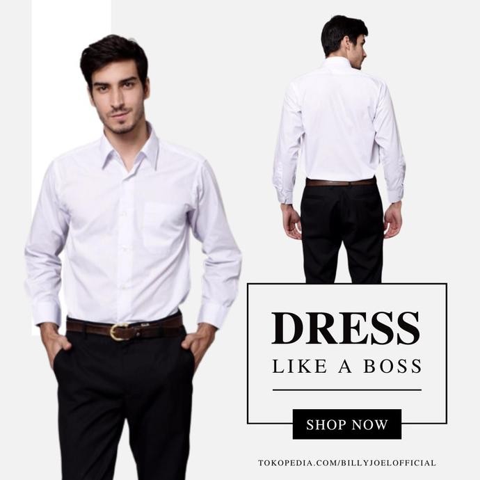 DISKON Kemeja Putih Formal Pria Lengan Panjang Gwardo