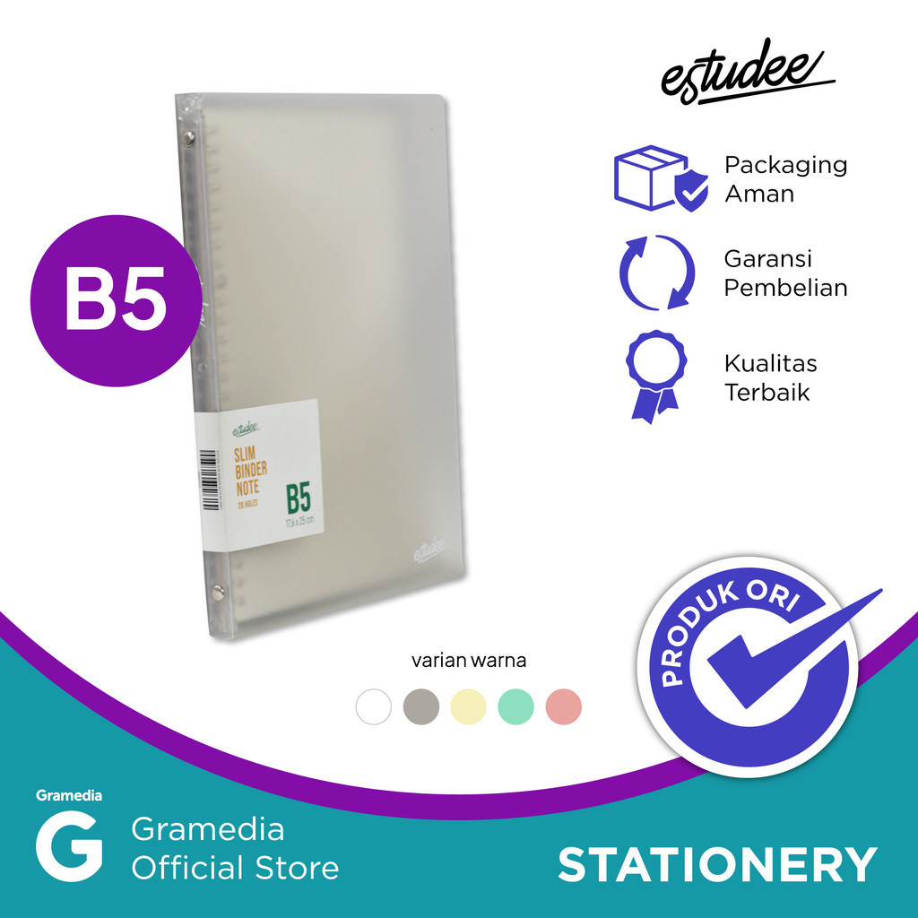 

Gramedia Bintaro - Estudee Slim Binder Note B5 Grey