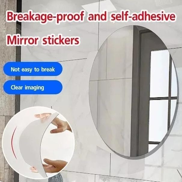 Terlaris Cermin Akrilik Tempel Stiker Cermin Oval 3D Kaca Anti Pecah