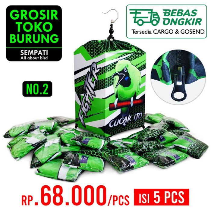 SEMPATI GROSIR Krodong Kerodong Kotak No 2 Full Printing Motif Cucak Ijo Single Layer Isi 5 Pcs