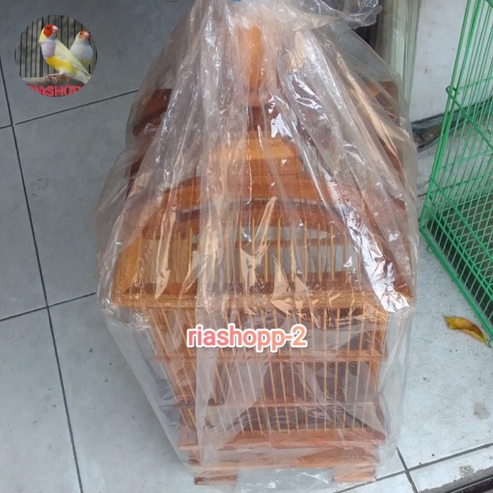 sangkar kandang pleci kotak vernis mewah