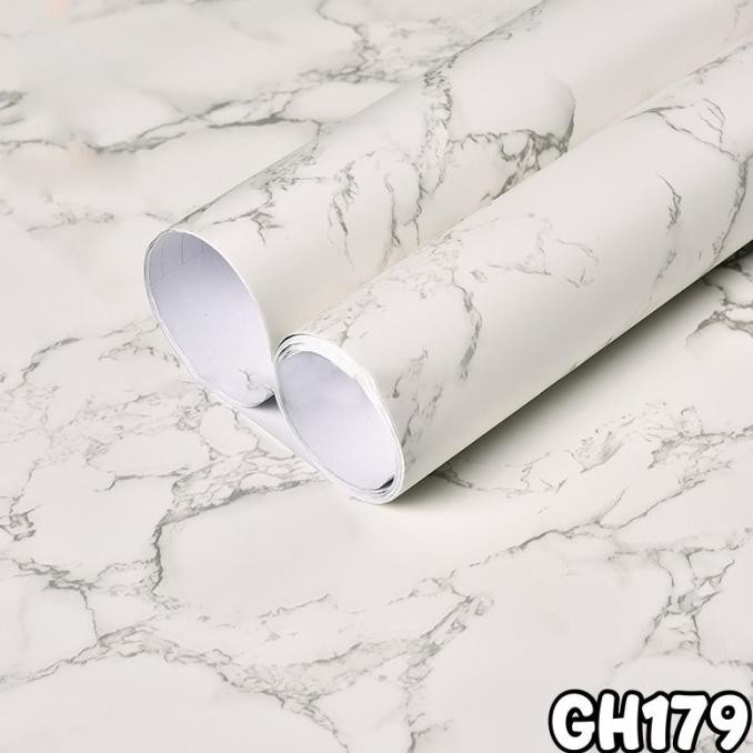 Terlaris Wallpaper Stiker Dinding Pvc Wallsticker 3D Motif Marmer Putih Gh179