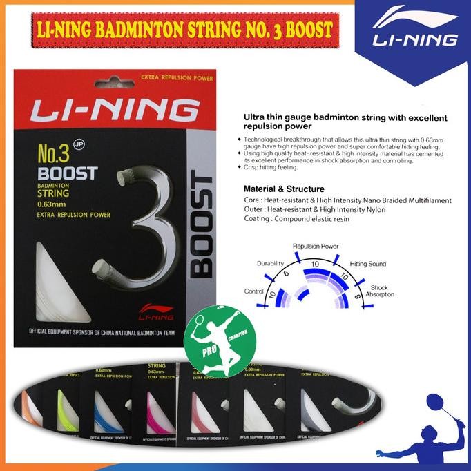Promo Lining No 3 Boost Senar Badminton Original Neo