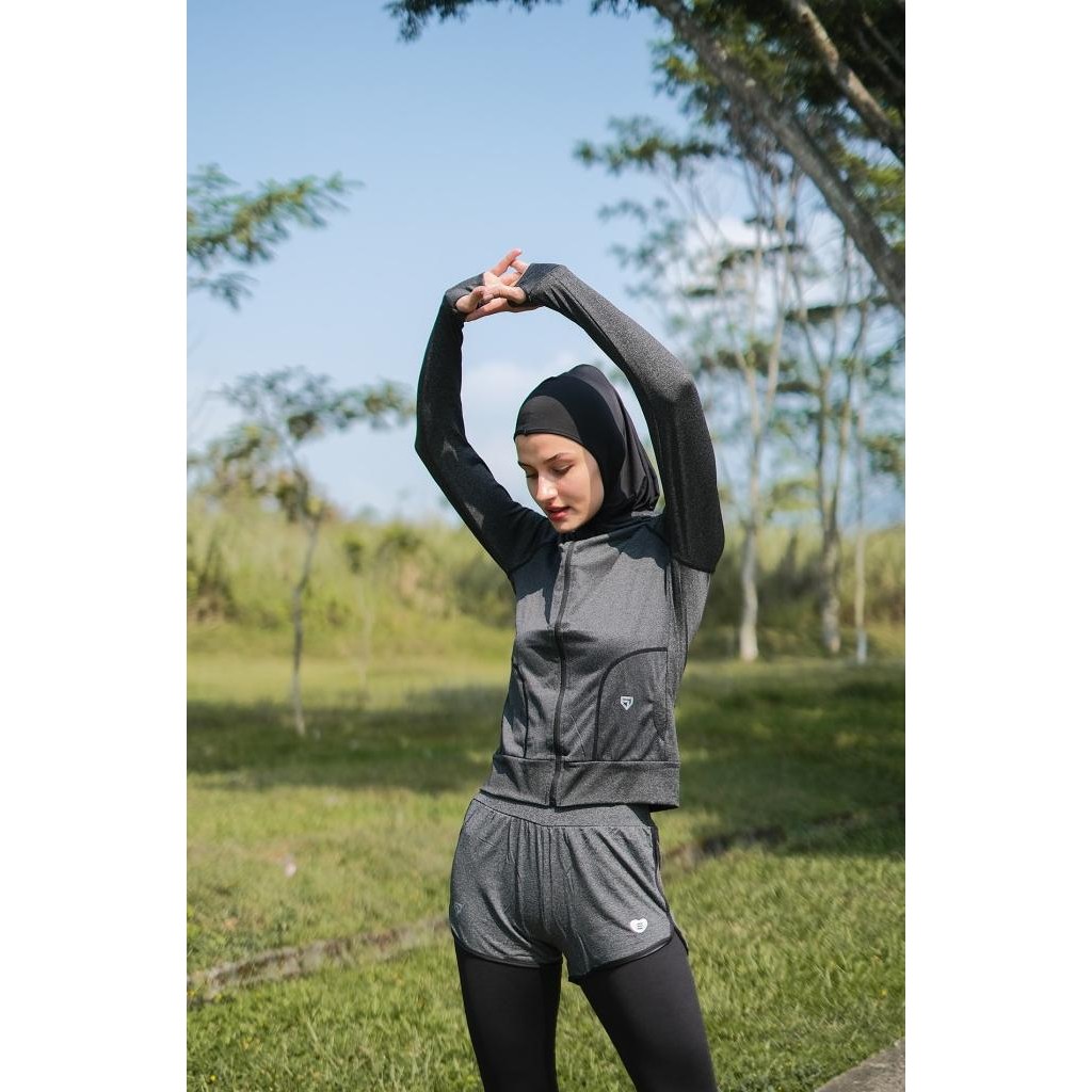 Diminati Jaket Olahraga Fitwear (Running, Sepeda , Gym ) Beth Thumb [D.Grey Neo
