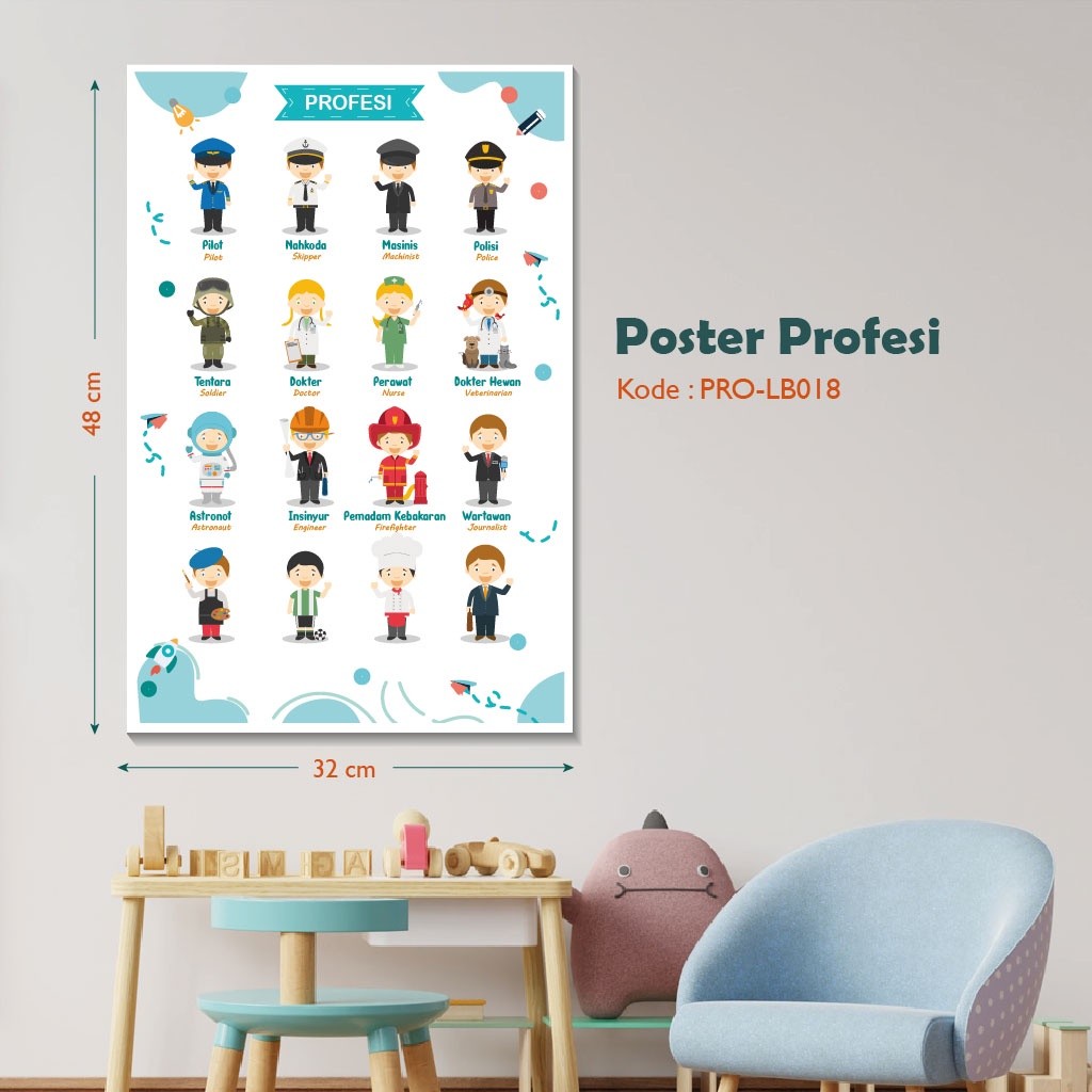 

Adaajaa Poster Edukatif Macam Macam Profesi Untuk Belajar Balita, Paud, TK, SD QF130GRATIS ONGKIR