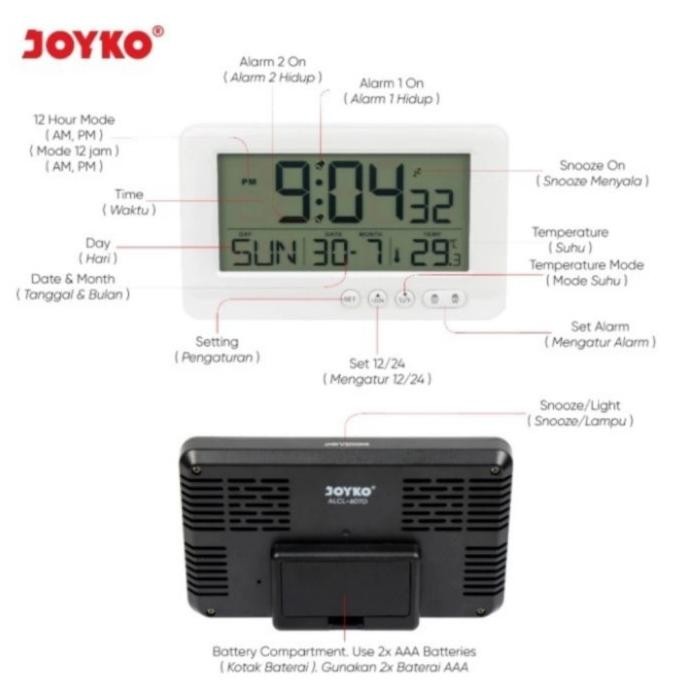 JAM BEKER DIGITAL / DIGITAL ALARM CLOCK JOYKO ALCL-607D