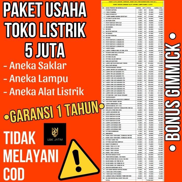 Paket Belanja Usaha Alat Listrik Ubk 5 Juta + Hadiah