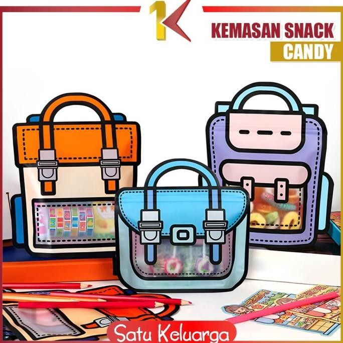 

SK-C1094 PLASTIK BINGKISAN ZIPLOCK MOTIF TAS RANSEL / GOODIE BAG BIRTHDAY 3D ZIP LOCK / PLASTIK KEMASAN SNACK CANDY SOUVENIR ULTAH ANAK