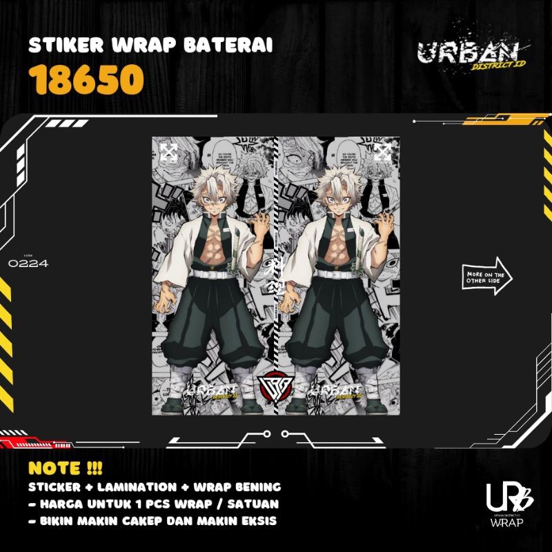 

*Fullbody* Urban Style Stiker Wrap Baterai 18650 Part 3 1pcs By District Id Garskin Case/Stiker Premium Custom COD