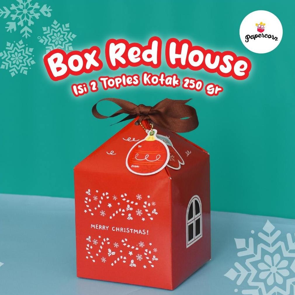 

ton 10 pcs box hampers natal muat 2-3 toples bgy atau persegi 250gr - red house
