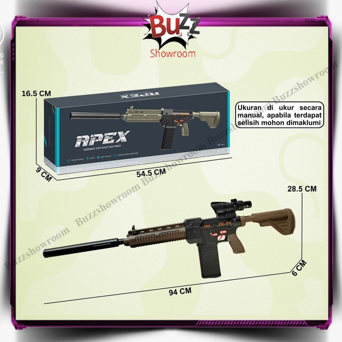 Mainan Anak Tembakan Apex Ksl-416 Pubg Soft Bullet Gun M416 Hk416