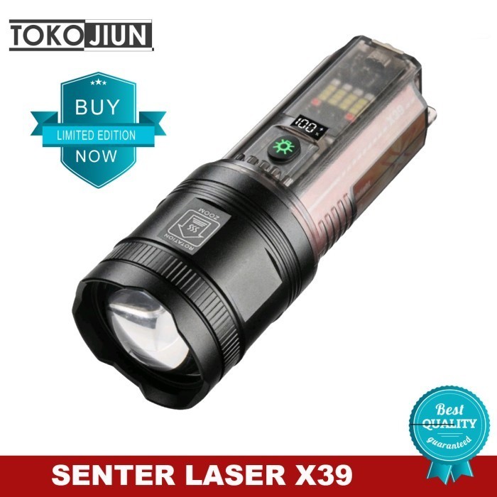 Senter LED Laser X39 7 Mode Sinar Solar Panel Flashlight Powerfull