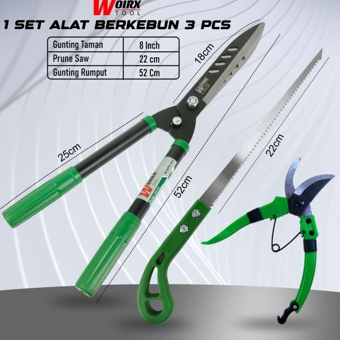 GUNTING RUMPUT GERGAJI LANCIP GUNTING TAMAN 1 SET ALAT BERKEBUN 3 PCS