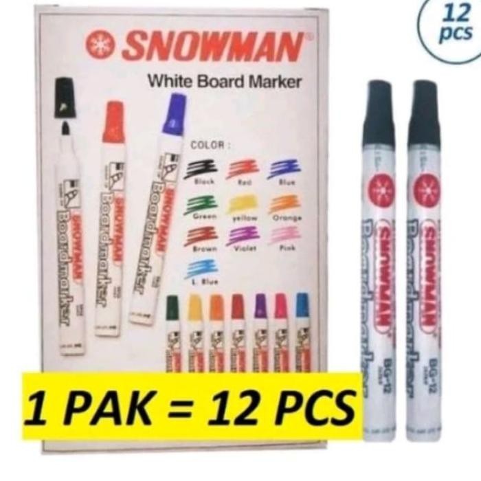 

Spidol Whiteboard Snowman Warna Hitam Bg12 Isi 12Pcs