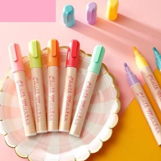 

Chalk Marker/Kapur Cair/Spidol Papan Tulis Set 8 Basic & Pastel