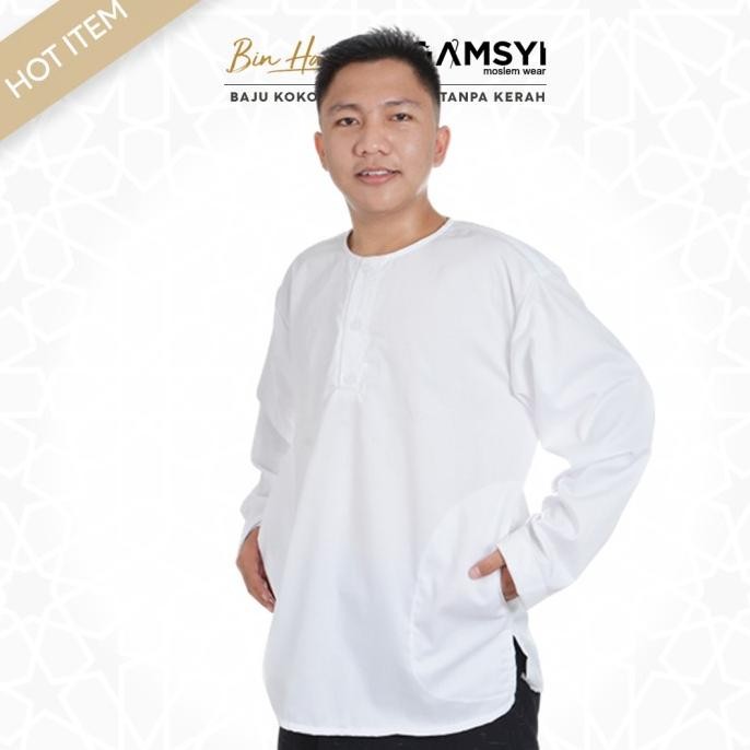 Baju Koko Putih Polos Dewasa/Baju Koko Tanpa kerah XXL GWM