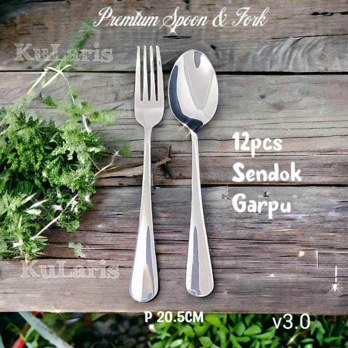 12PCS SENDOK GARPU MAKAN STAINLESS PREMIUM HOTEL RESTORAN TEBAL