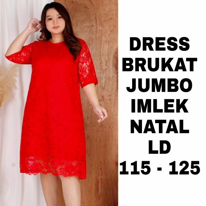 Lellay - Wk Dress Brukat Jumbo Imlek Natal Sincia Chinese New Year Big Size