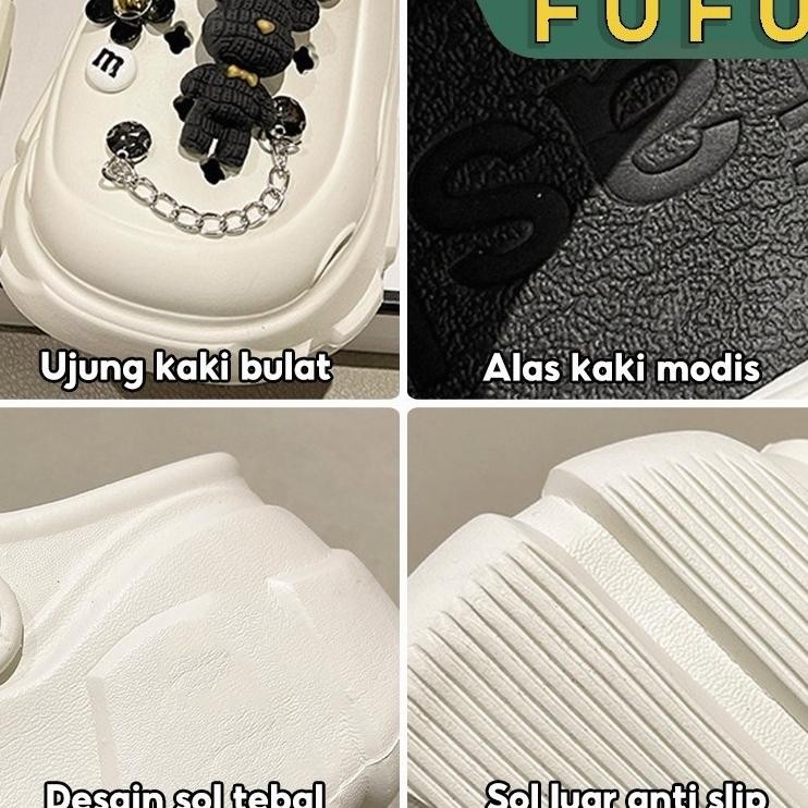 Fufu Sandal Sepatu Wegdes Wanita Sendal Baim Sandal Kodok Sendal Slip On Sepatu Sandal Wanita Anti-S