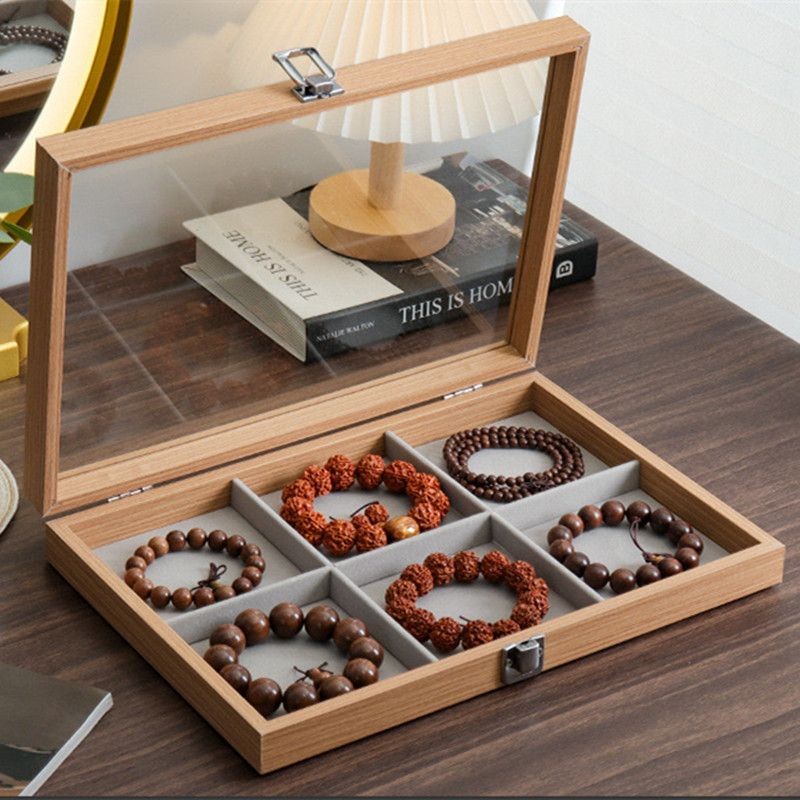 

Vintage Upscale Rosewood Pattern Dustproof Cover Jewelry Storage Box