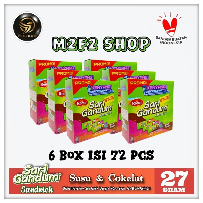 

Roma Biskuit Sari Gandum Sandwich Susu dan Cokelat - 36 gr (6 Pack)