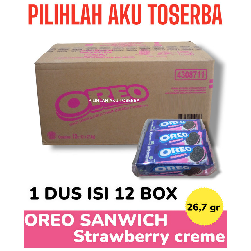 

Biskuit Oreo Strawberry Creme / Stroberi Krim 12 x 38 gr (HARGA 1 DUS)