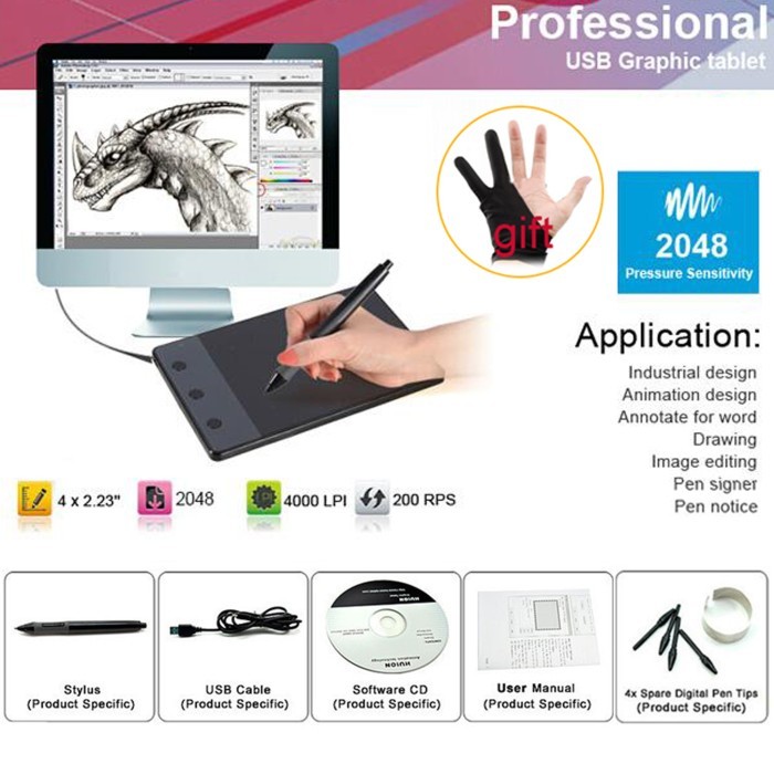 USB Drawing Board Tablet Pen PC Laptop Graphic Design Paint Animation