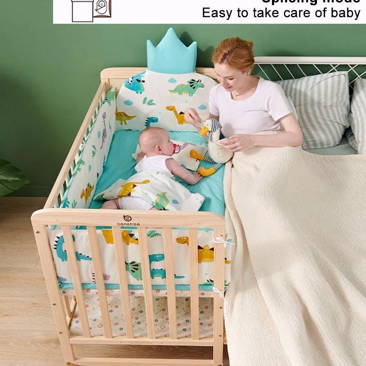 StokTanpa Cat & Tanpa FormalinTempat Tidur Bayi Kayu Box Bayi Tempat Tidur Bayi Set Lengkapbok Bayi 