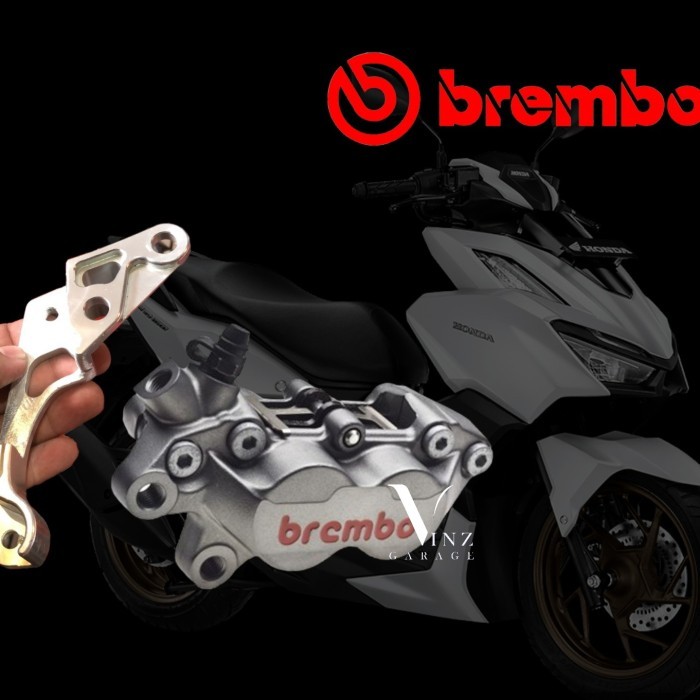 Kaliper 4 Piston Brembo Vario 160 Abs Original Brembo Grey Red Logo Termurah