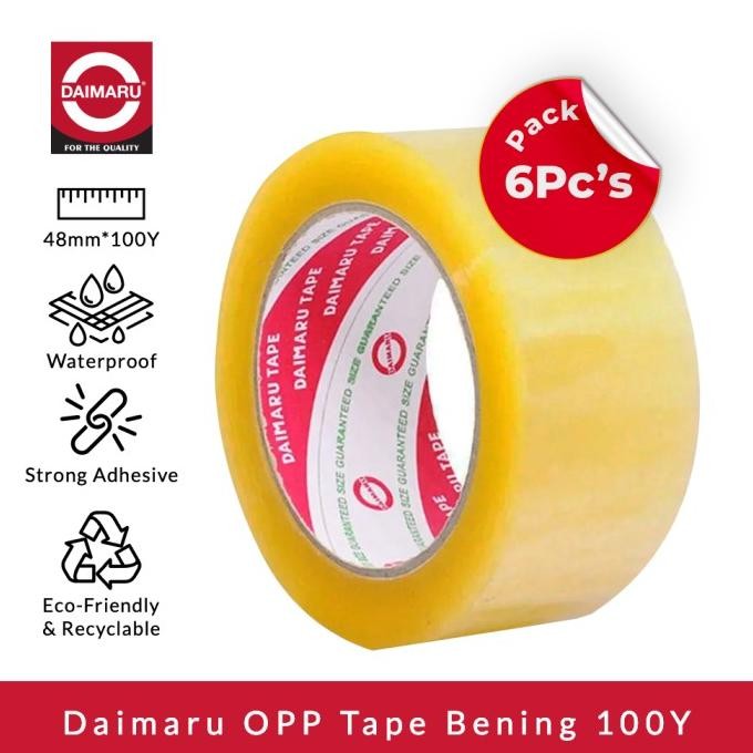 

[Paket 1 Slop Isi 6pcs] Daimaru OPP Lakban Bening 48 mm x 100 Yard 2112