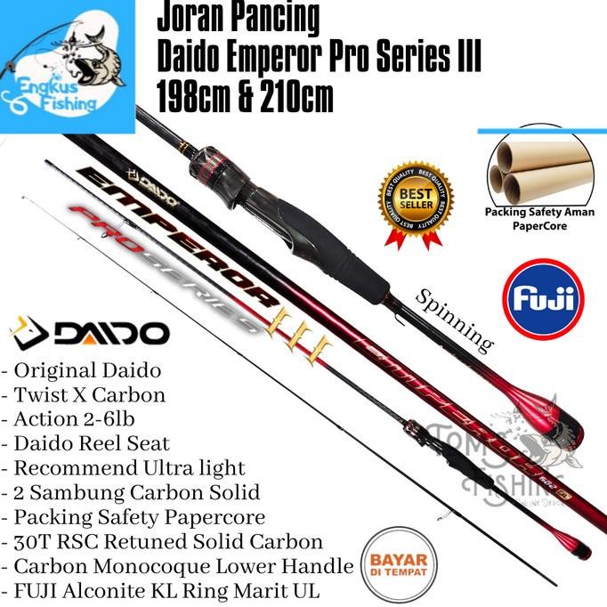 Joran Pancing UL Daido Emperor III Pro Series 198cm / 210cm Fuji (2-6lbs) Carbon Solid Murah  - Engk
