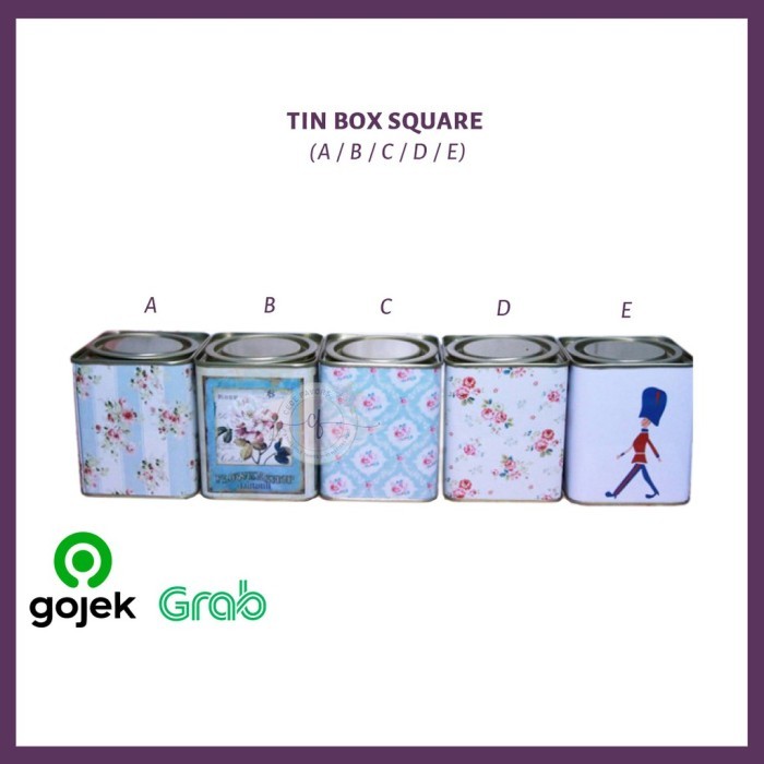 {{{{{{] Tempat Penyimpanan Box Teh Kotak Kaleng Kopi - Tin Box Square